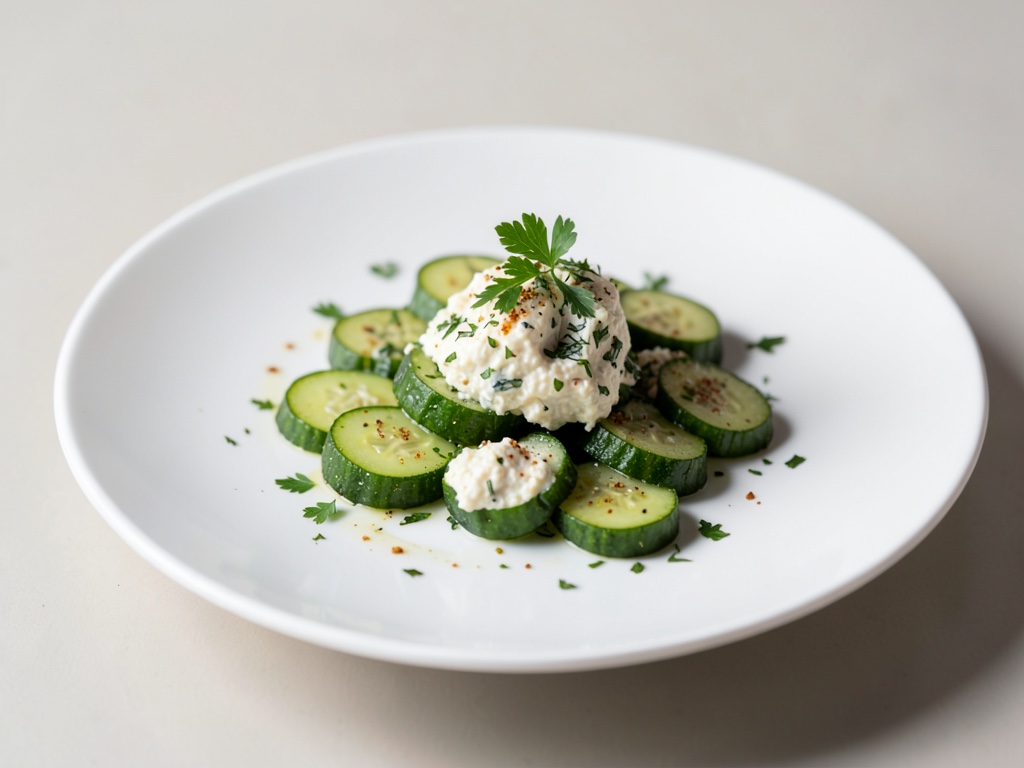 Pepinos mini frescos con relleno de queso crema y hierbas