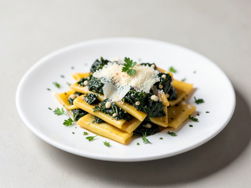 Selbstgemachte gefüllte Nudeln mit Spinatfüllung und Parmesanbutter