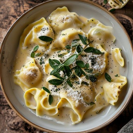 Hausgemachte Ravioli mit cremiger Zitronen-Käse-Soße