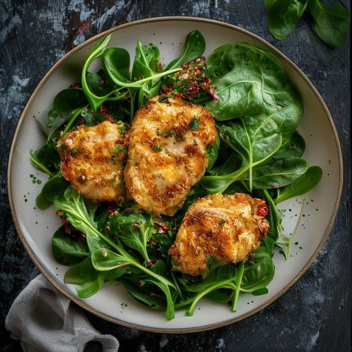 Petto di pollo croccante al ripieno di spinaci