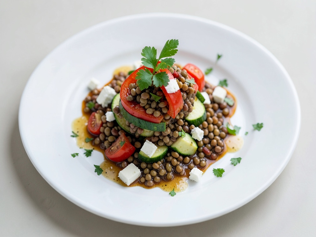 Peperoni ripieni con lenticchie, zucchine e feta