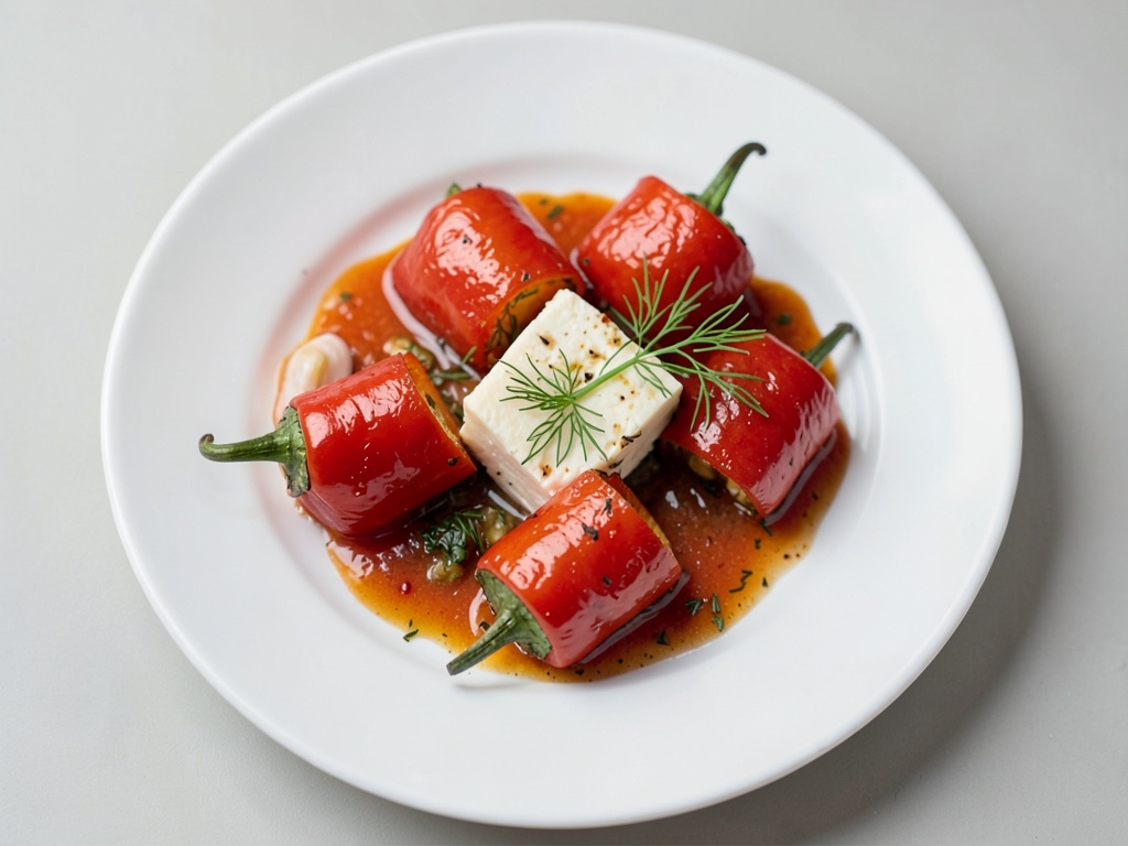 Rotolli di peperoni ripieni con formaggio fresco alle erbe