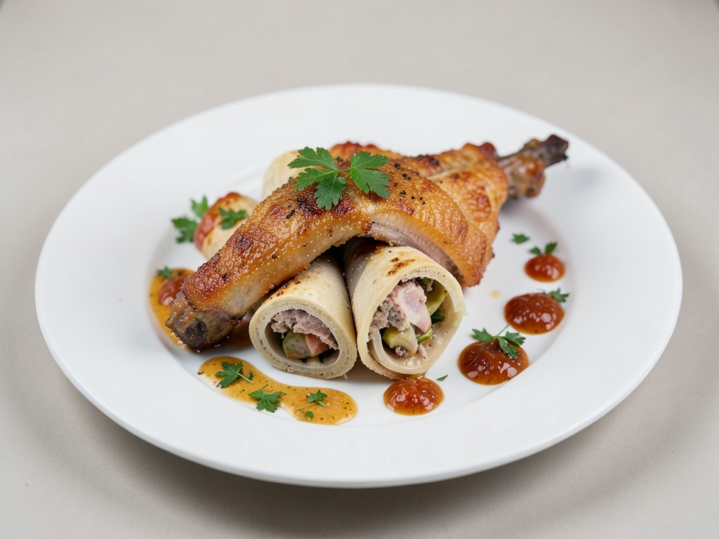 Involtini croccanti di anatra Pechinese con tortillas farcite