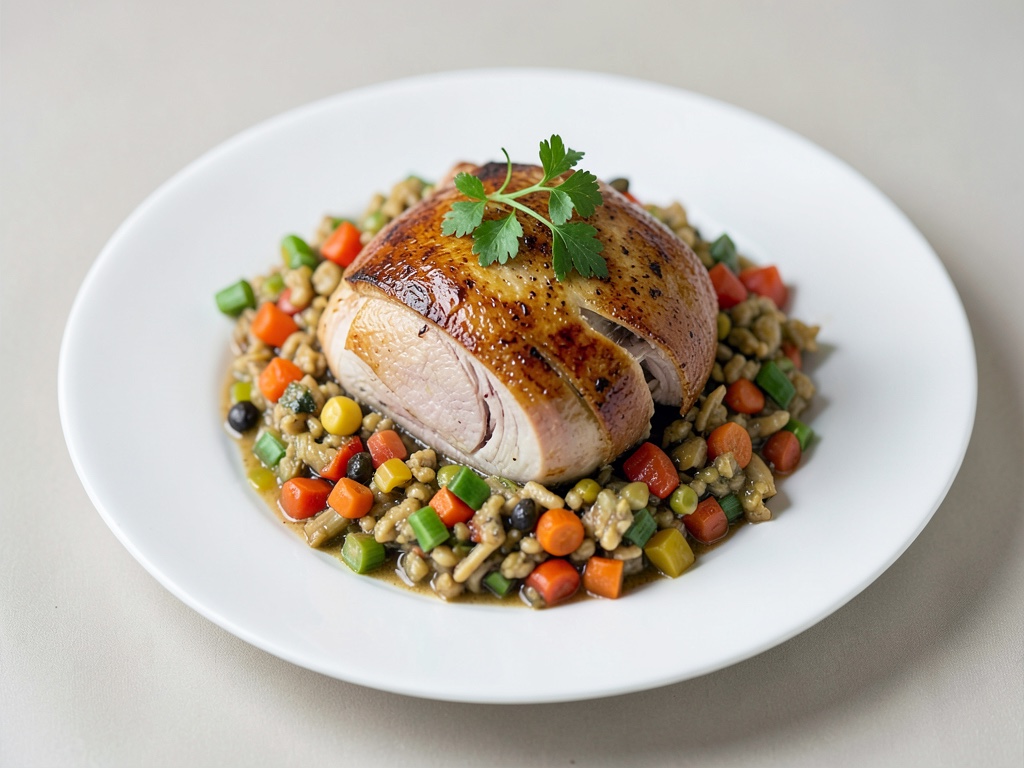 Dinde au four farcie aux légumes