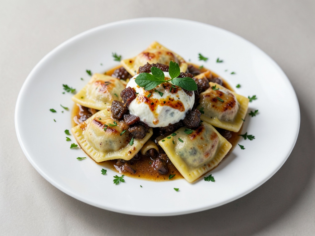 Giganti Ravioli con ripieno di Ricotta e Morelle