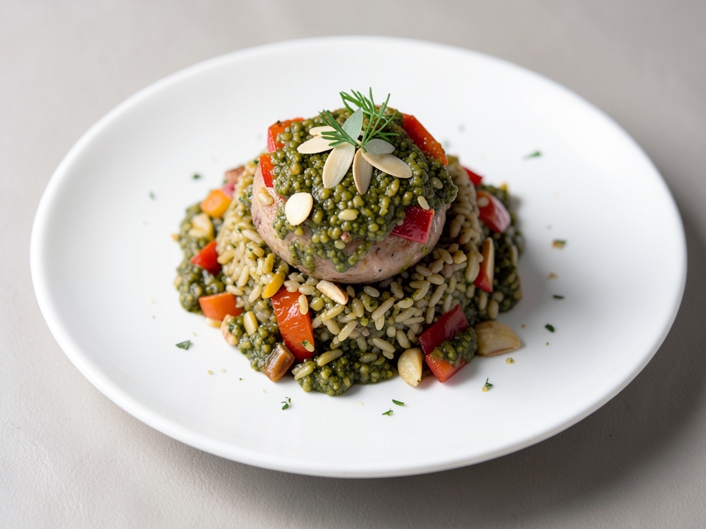 Peperoni ripieni con riso e pesto di mandorle