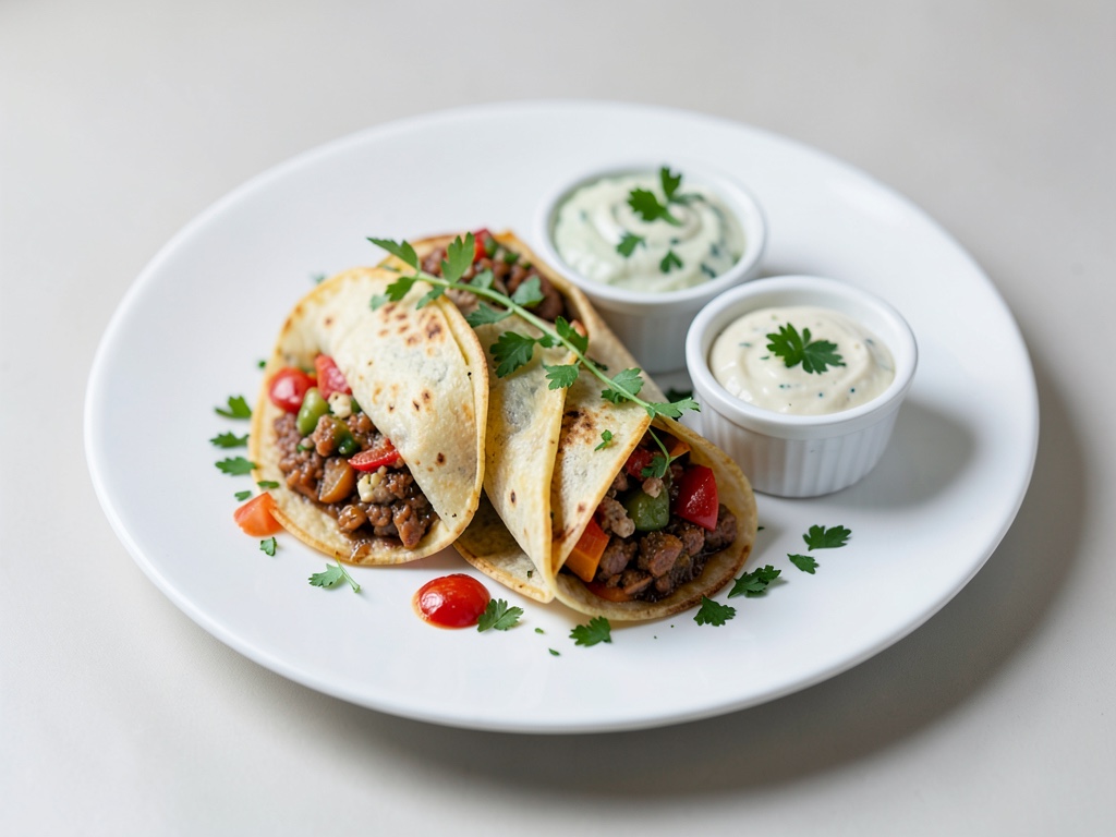 Fleisch-Tacos mit hausgemachten Dips