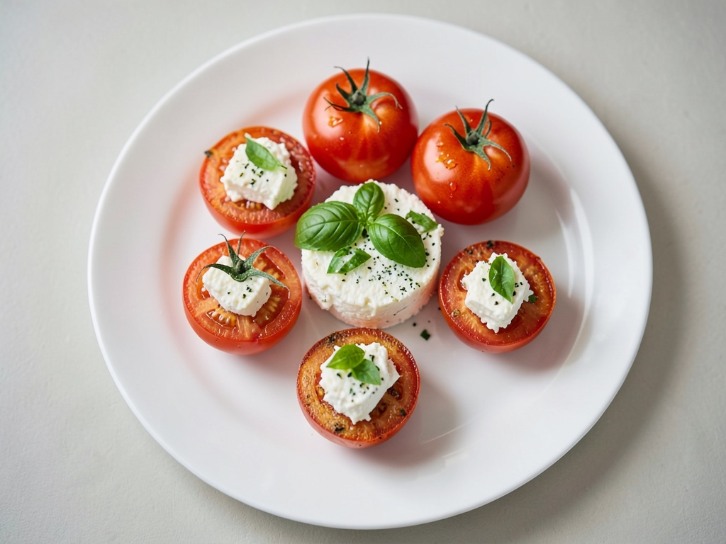Tomate al formaggio fresco e basilico