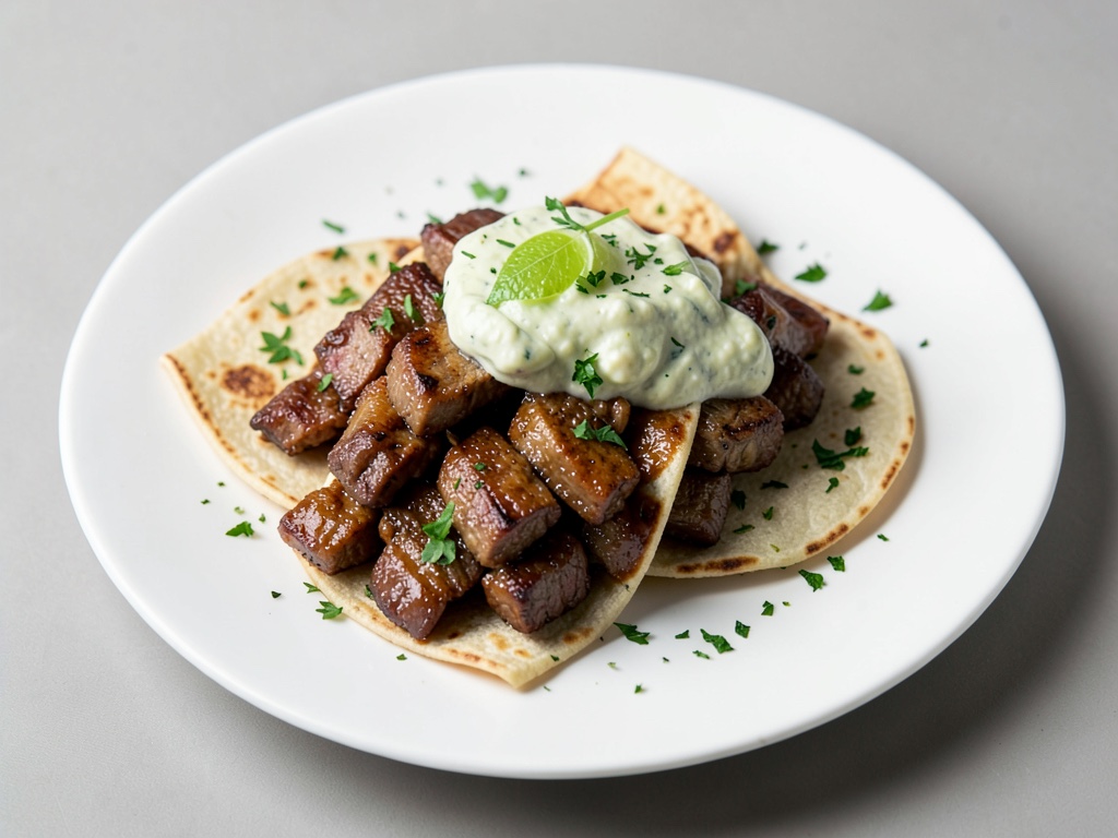 Tortillas jugosas de ternera con salsa de lima