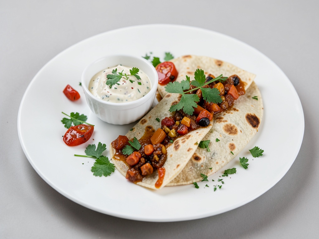 Wraps frescos con salsa de yogur y chile