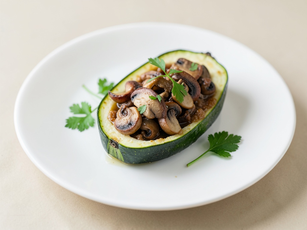 Bateaux de courgettes à la farce aux champignons