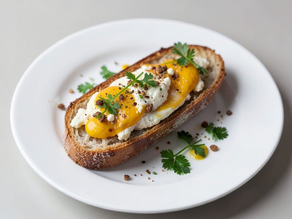 Baguette croccante con ripieno di uova e quark