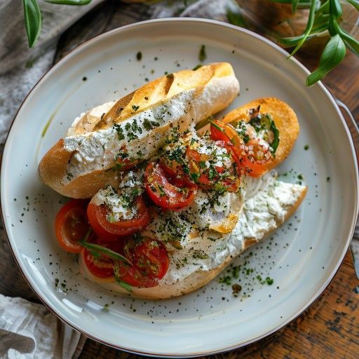 Baguette hueco con Roquefort, tomate y aceituna