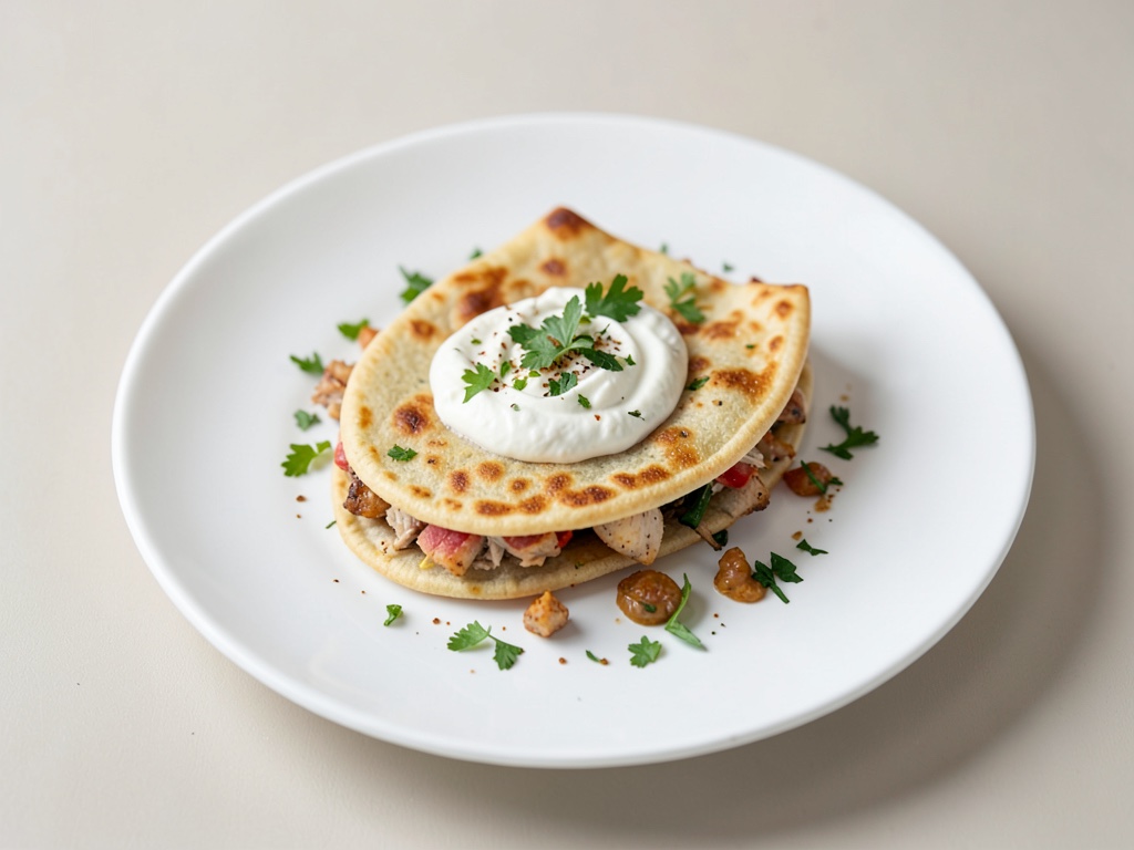 Pita de pollo con salsa de yogur