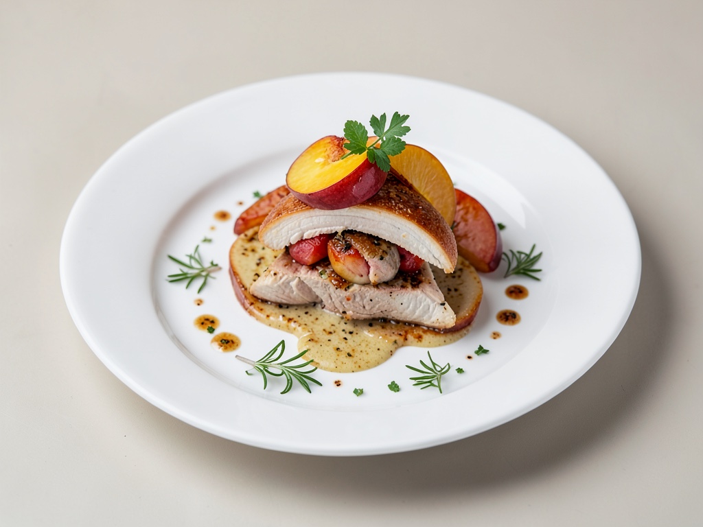 Poitrine de poulet farcie aux pêches