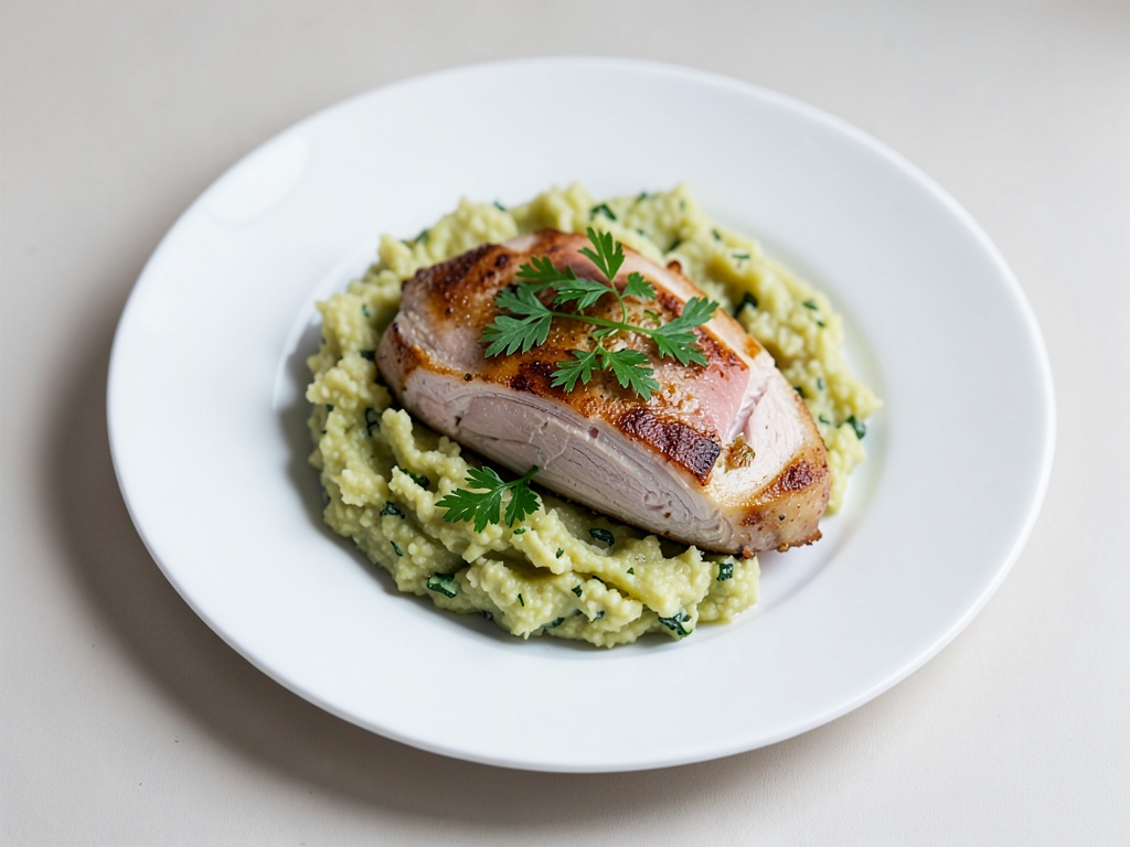Poches de poitrine de poulet au jambon et crème au céleri