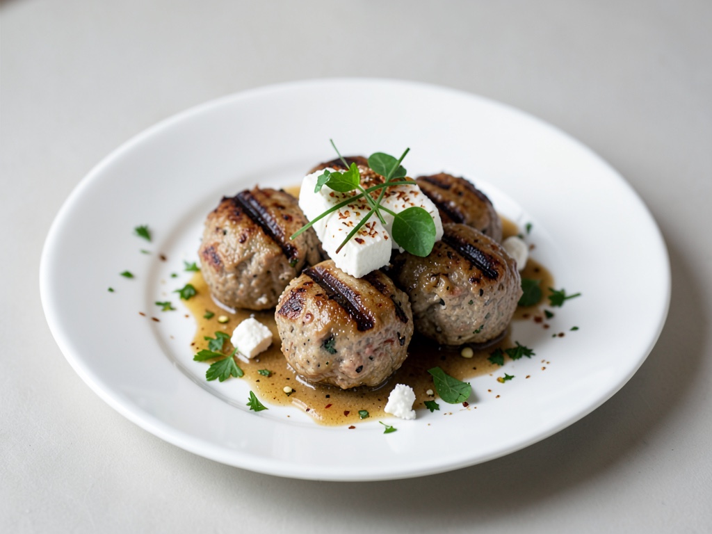 Albóndigas de ternera y feta a la parrilla