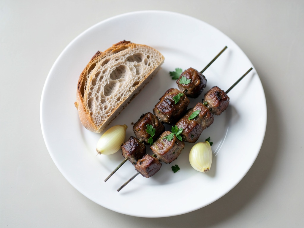 Brochetas jugosas de carne picada