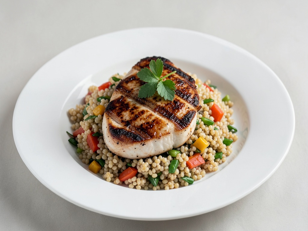 Petto di pollo alla griglia su insalata di couscous
