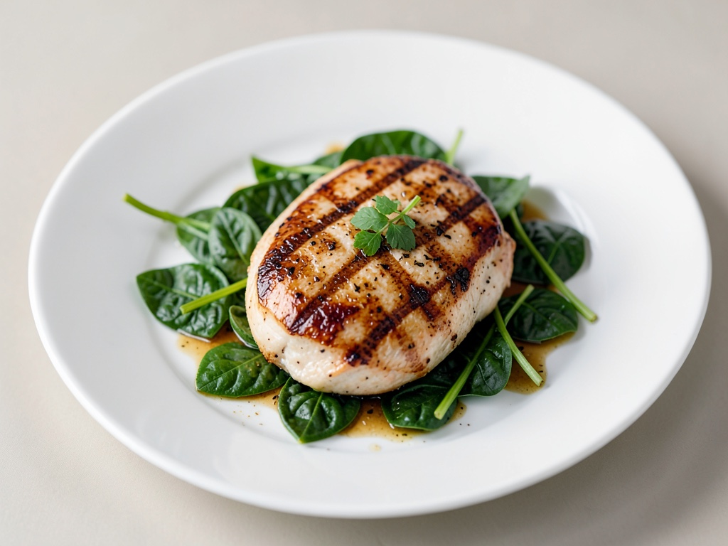 Petto di pollo alla griglia con spinaci