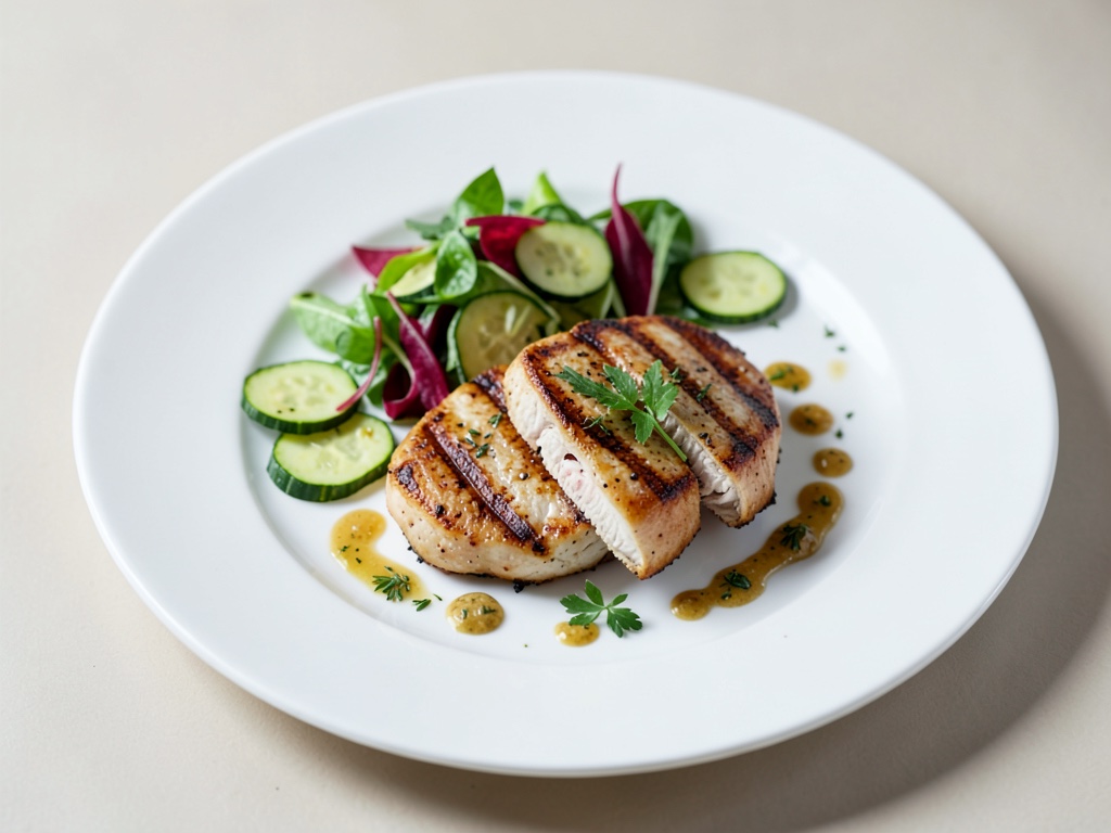 Petto di pollo alla griglia con insalata di zucchine