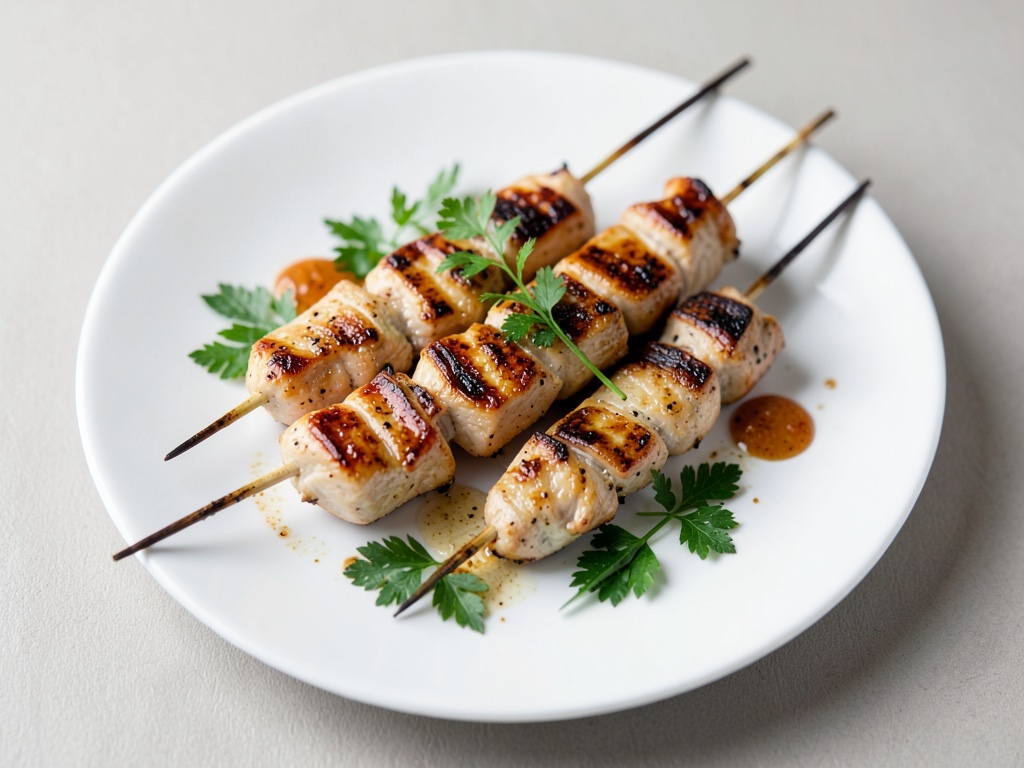 Brochetas de pollo con ajo a la parrilla