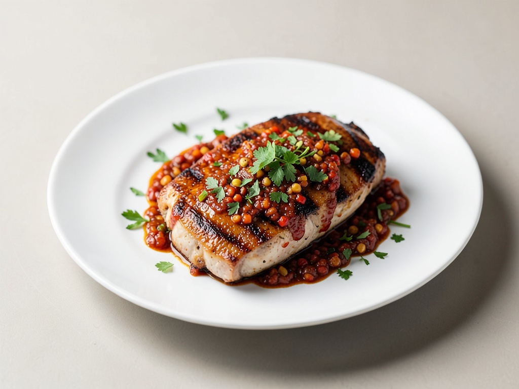 Petto di pollo alla griglia con marinata al peperoncino e coriandolo