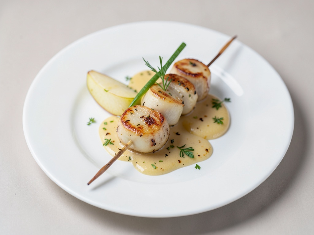 Spiedini di scaloppine con pera e citronella