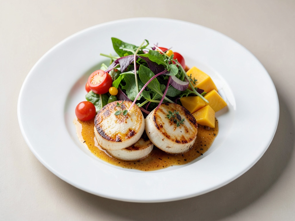 Gamberi alla griglia con insalata di mango e verdure