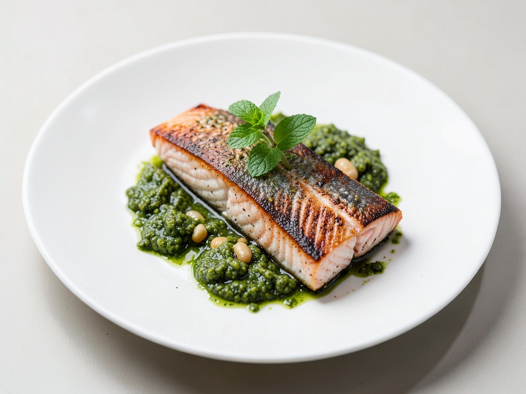 Saumon truite grillé au pesto à la menthe