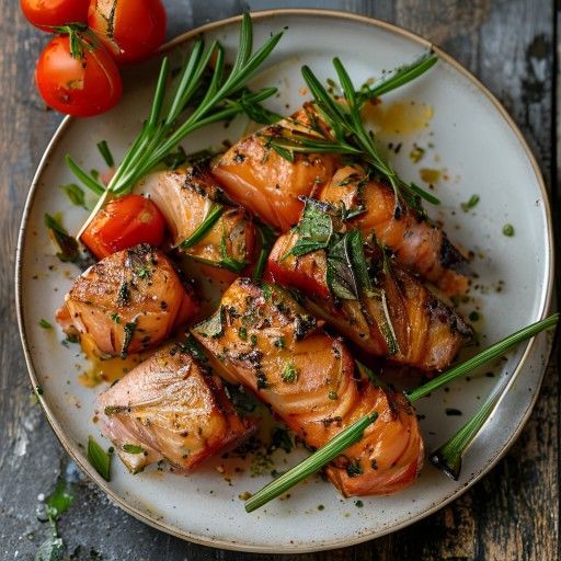 Spiedini di salmone con porro e rosmarino