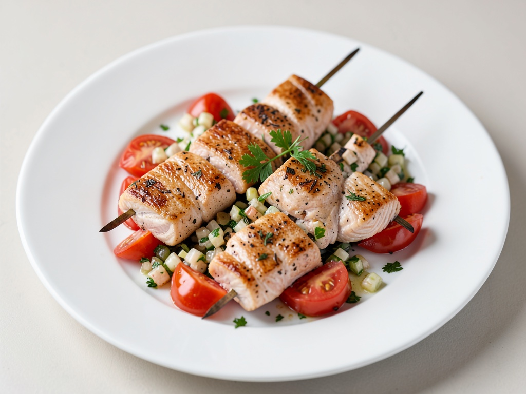 Brochettes de saumon frais à la salsa tomate-fenouil