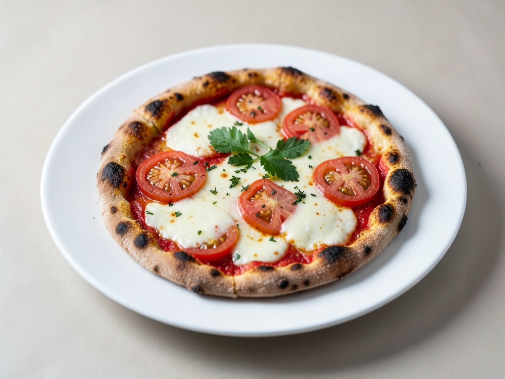 Pizza con pomodoro e mozzarella alla griglia