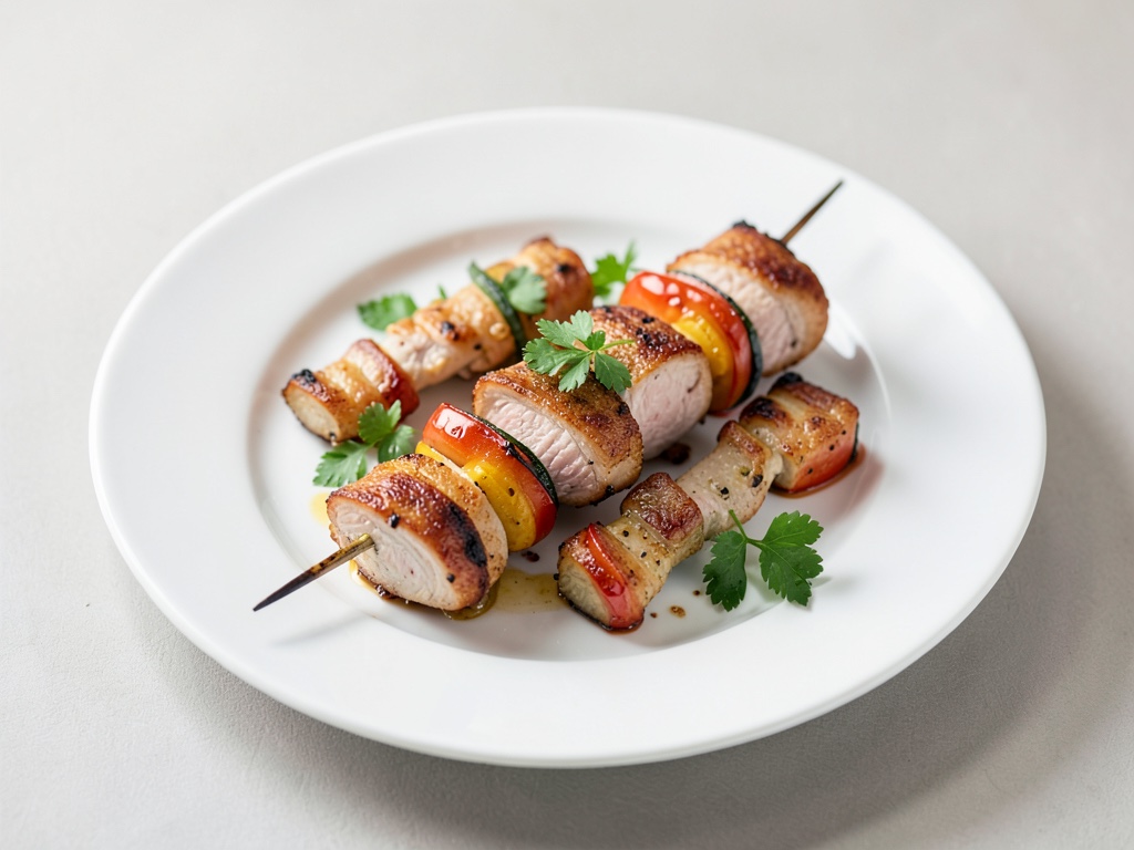 Brochettes croustillantes de dinde et légumes au grill
