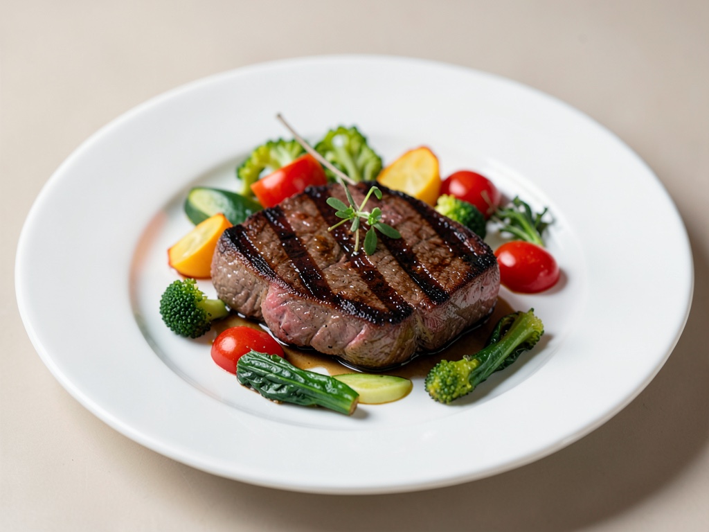 Bistecche di manzo alla griglia con verdure