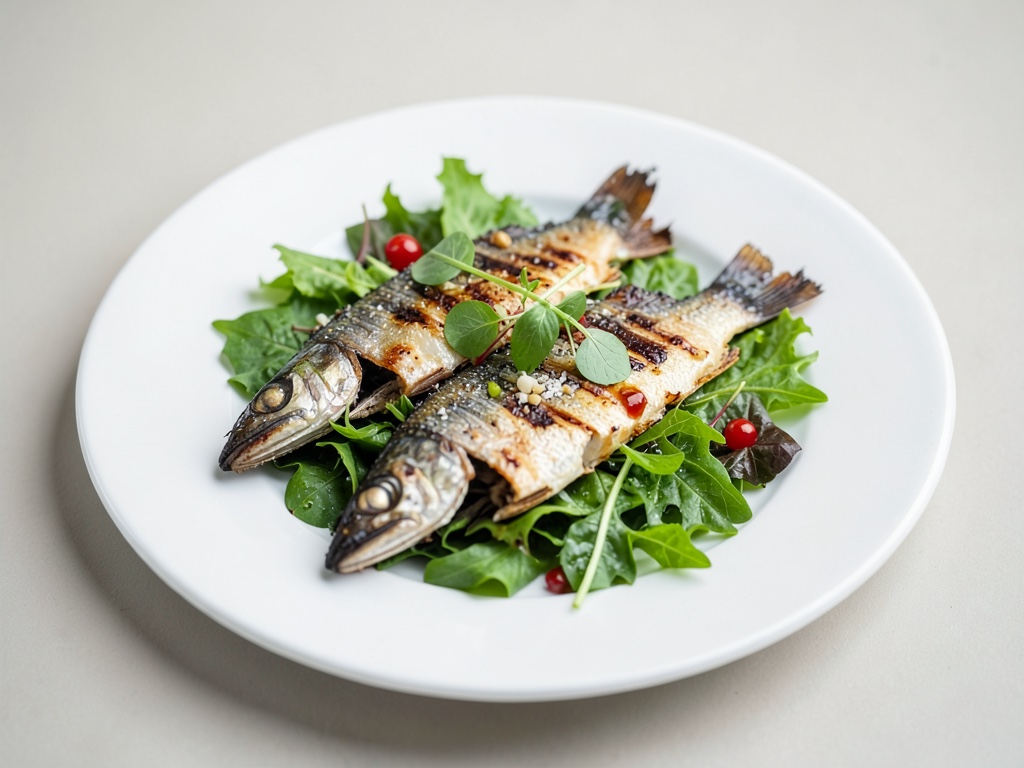 Sardine alla griglia su letto di spinaci