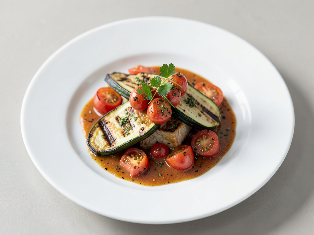 Fiori di zucca alla griglia con marinata al pomodoro e origano