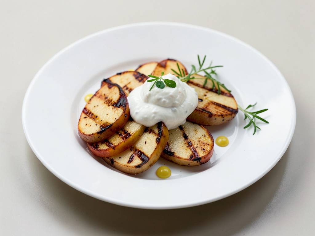 Gegrillte Apfelscheiben mit Vanille-Quark