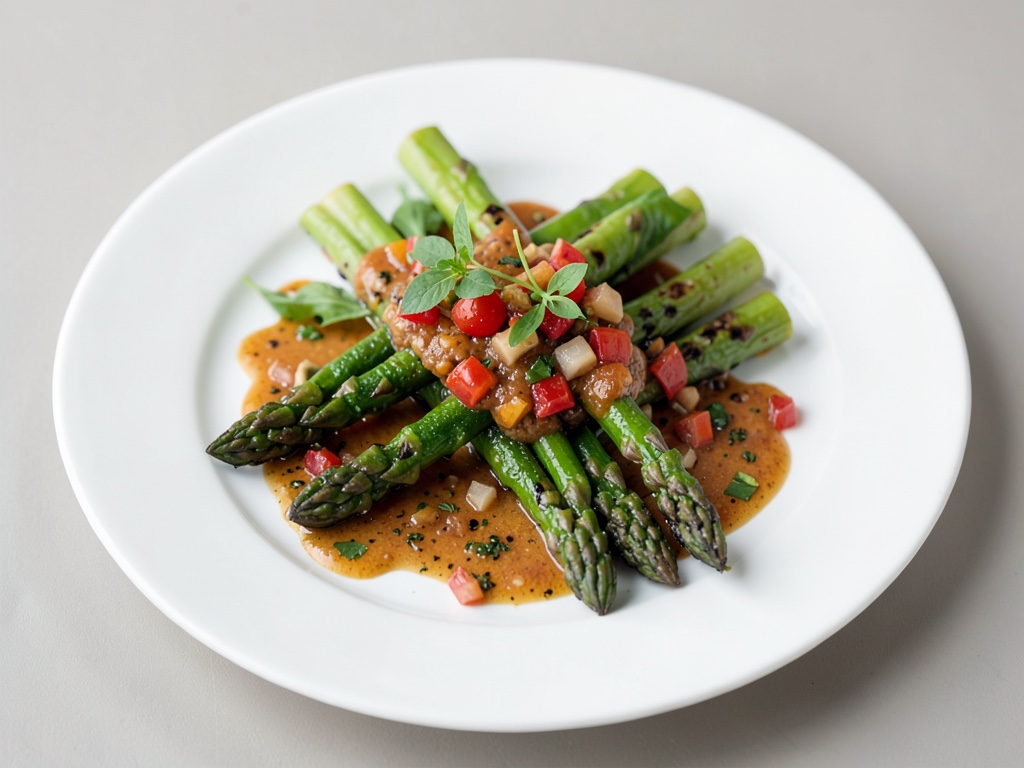 Asparago verde alla griglia con salsa fruttata