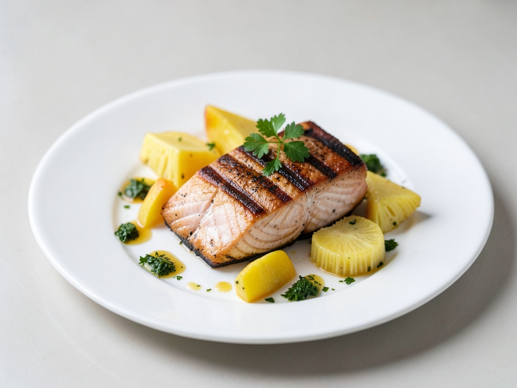 Salmone alla griglia con ananas