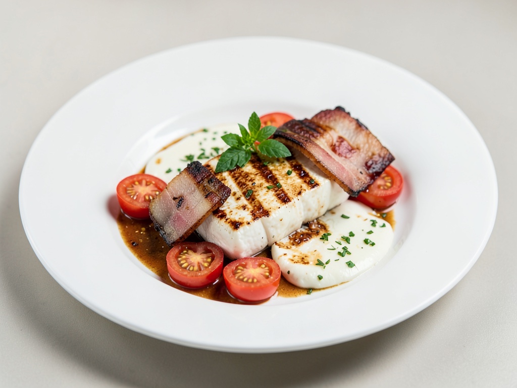 Mozzalla alla griglia con pancetta e pomodori