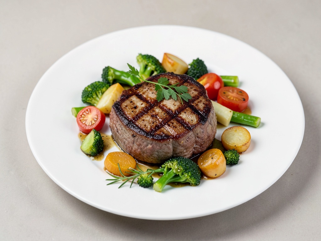 Viande et légumes grillés