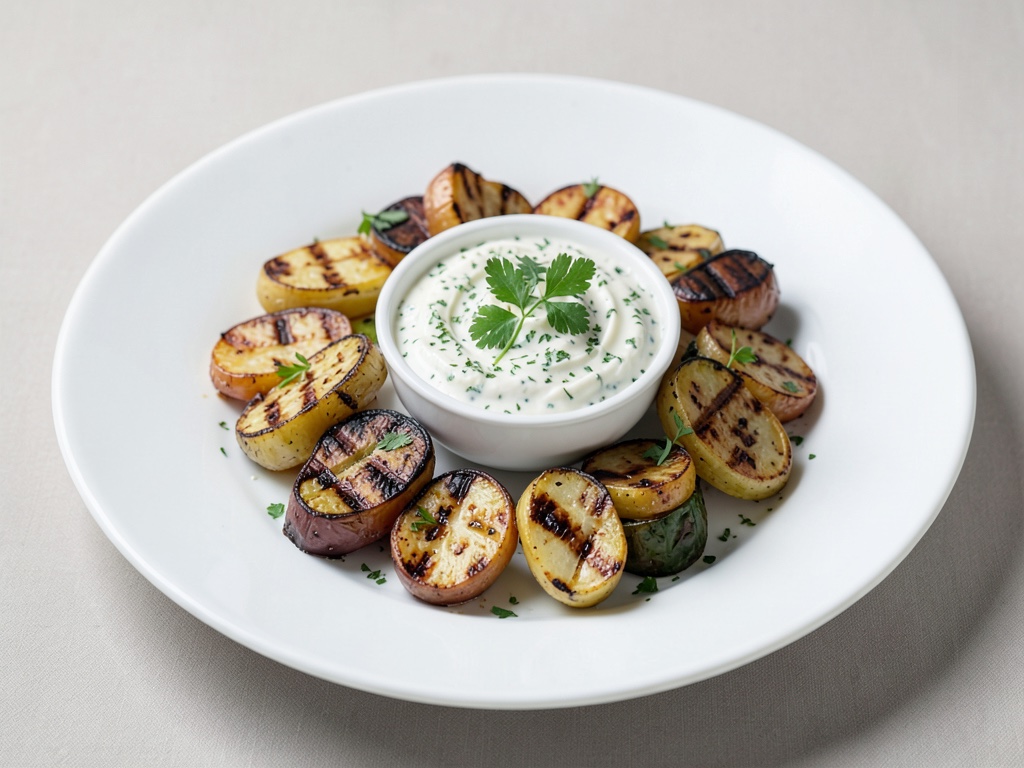 Gegrilltes Gemüse mit Joghurt-Kräuter-Dip
