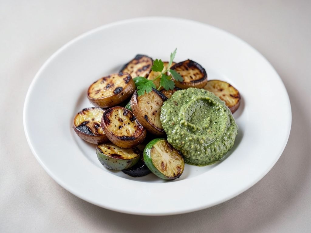 Verdura a la parrilla con dip de pesto