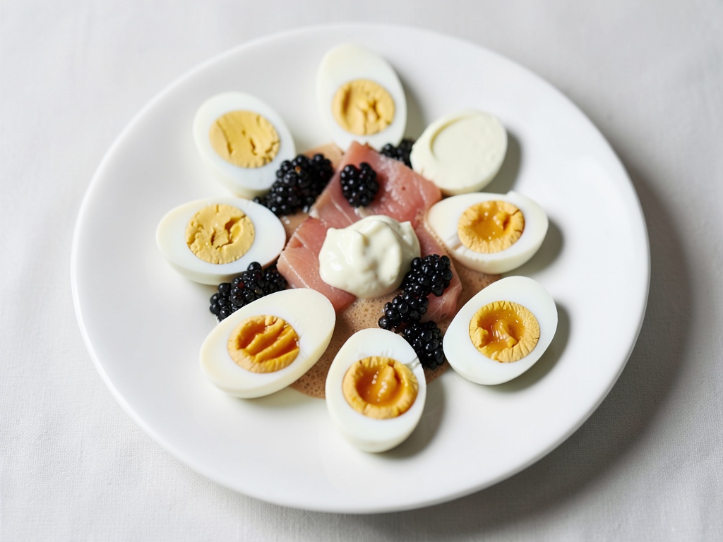 Uova classicamente ripiene con salmone e caviale