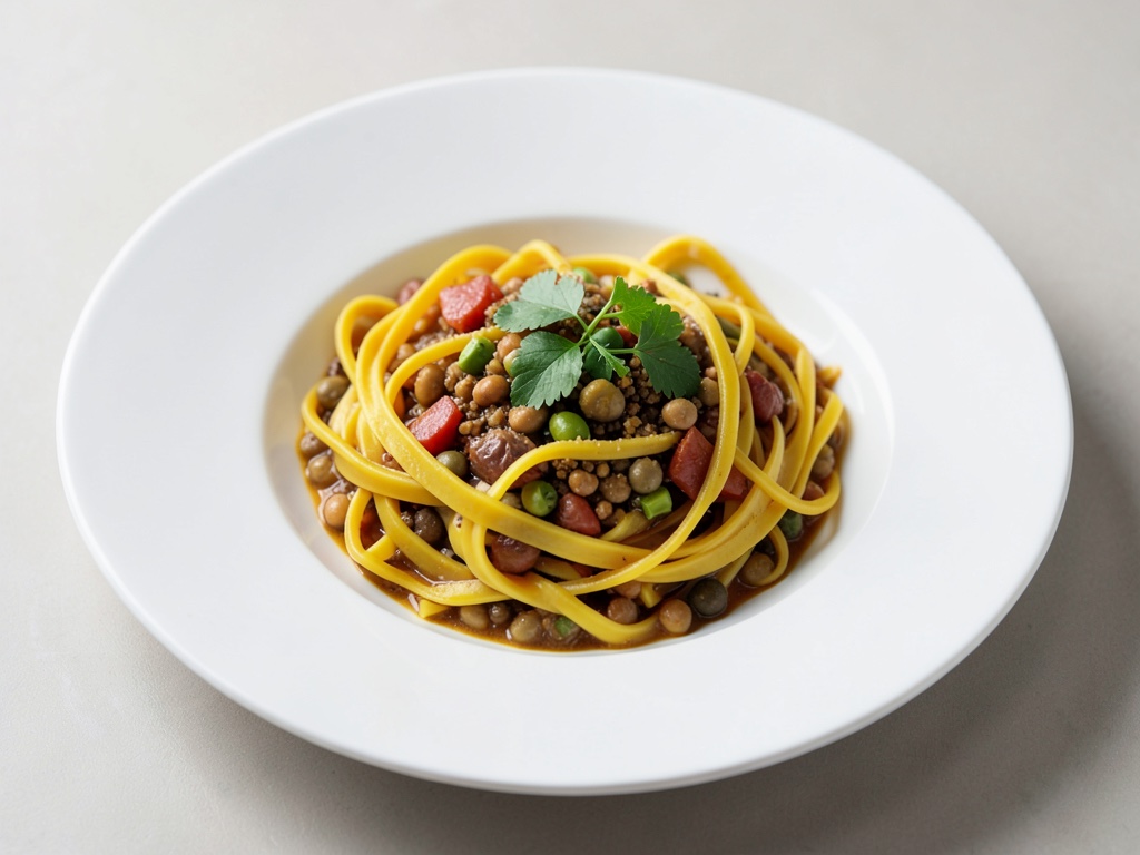 Gelbe Nudelsuppe mit Linsen