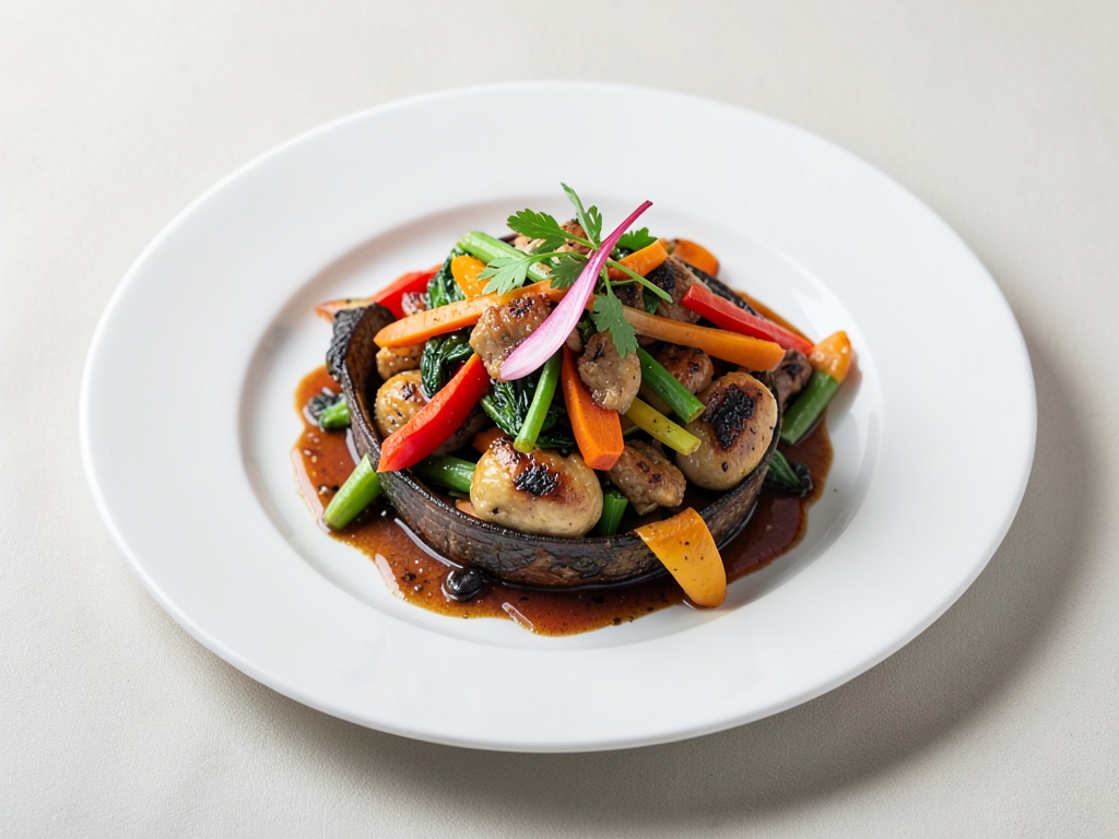 Poêle de légumes colorés avec une touche asiatique