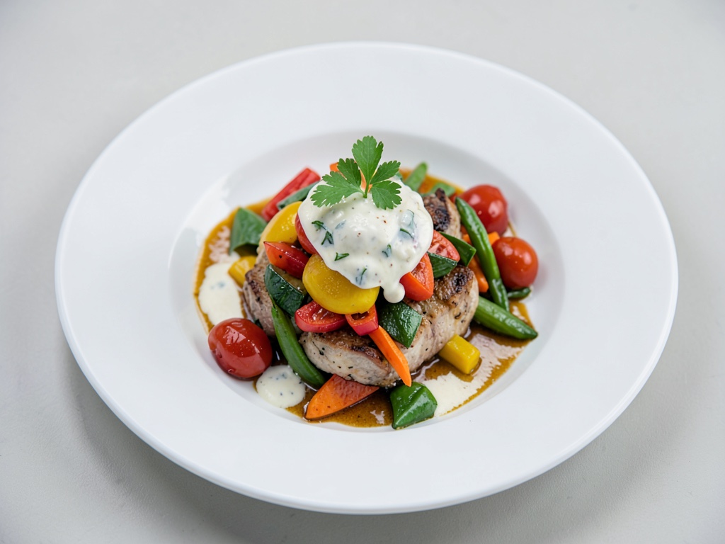 Piatto di verdure miste con condimento