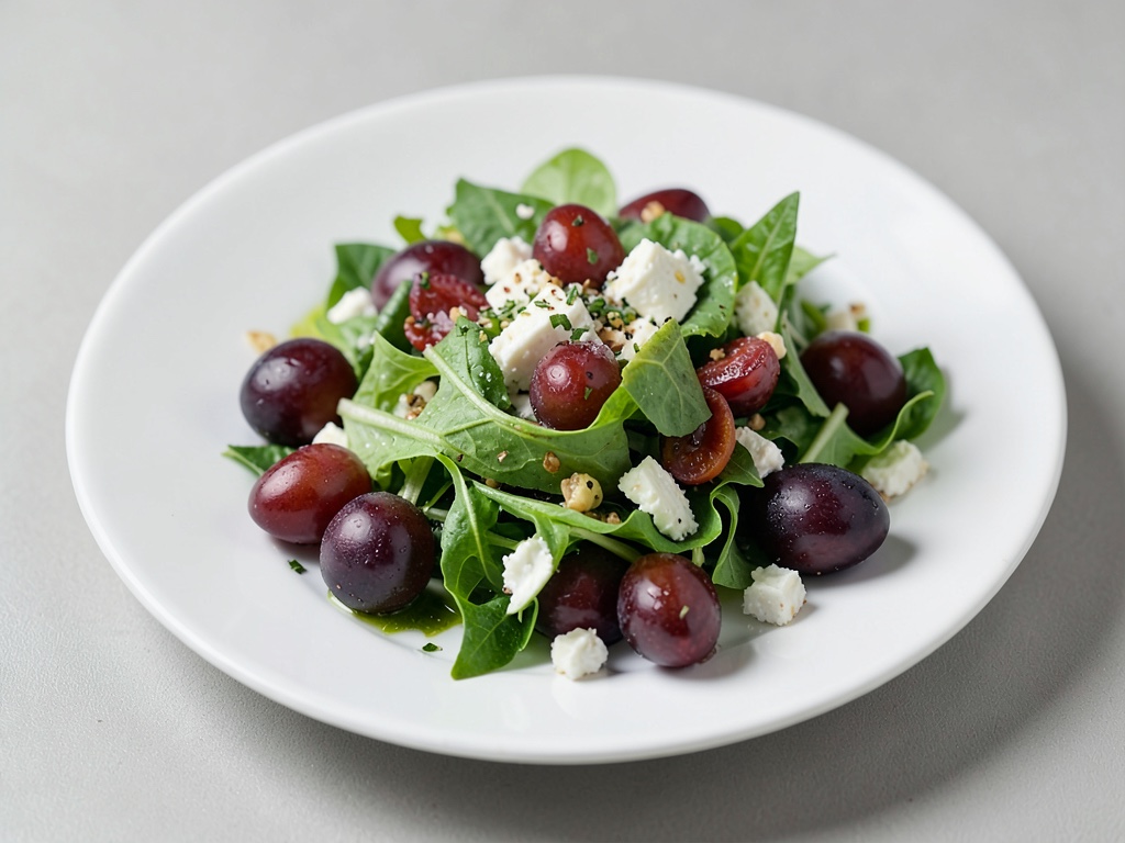 Insalata mista colorata con prugne e formaggio fresco di capra