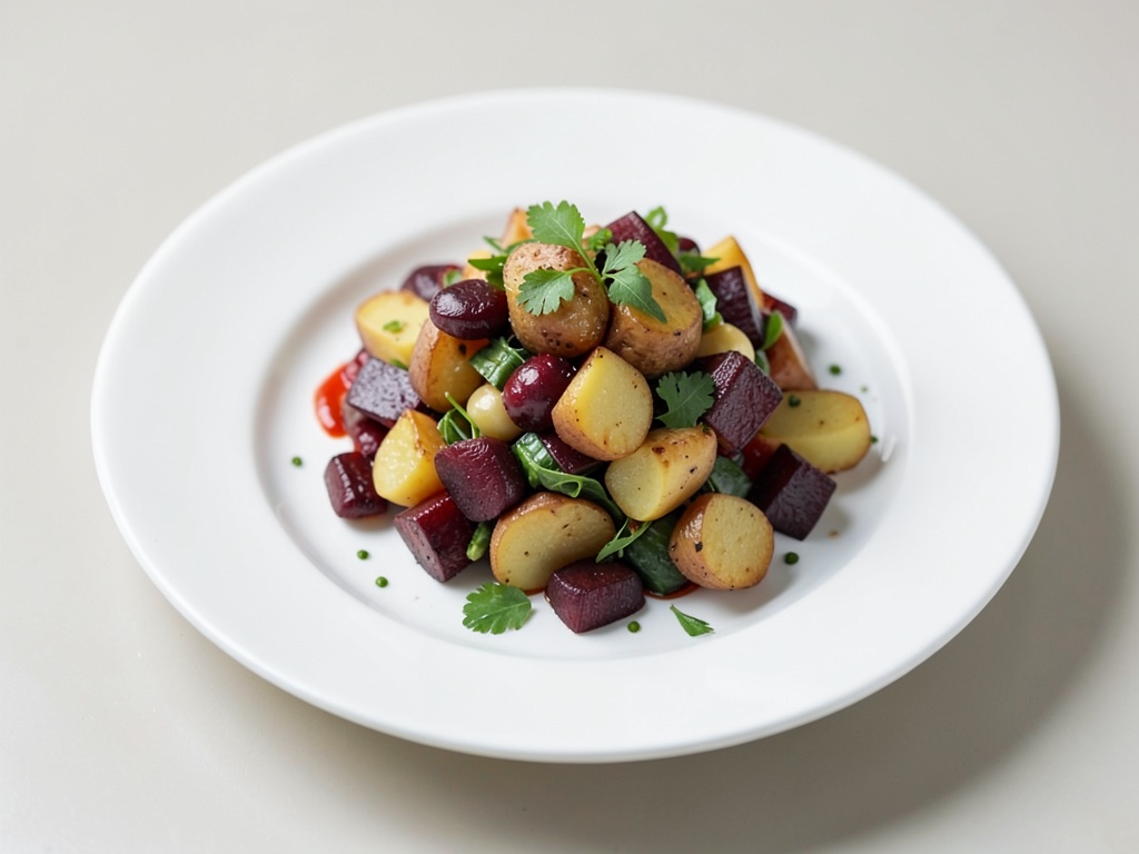 Insalata colorata di patate e barbabietola